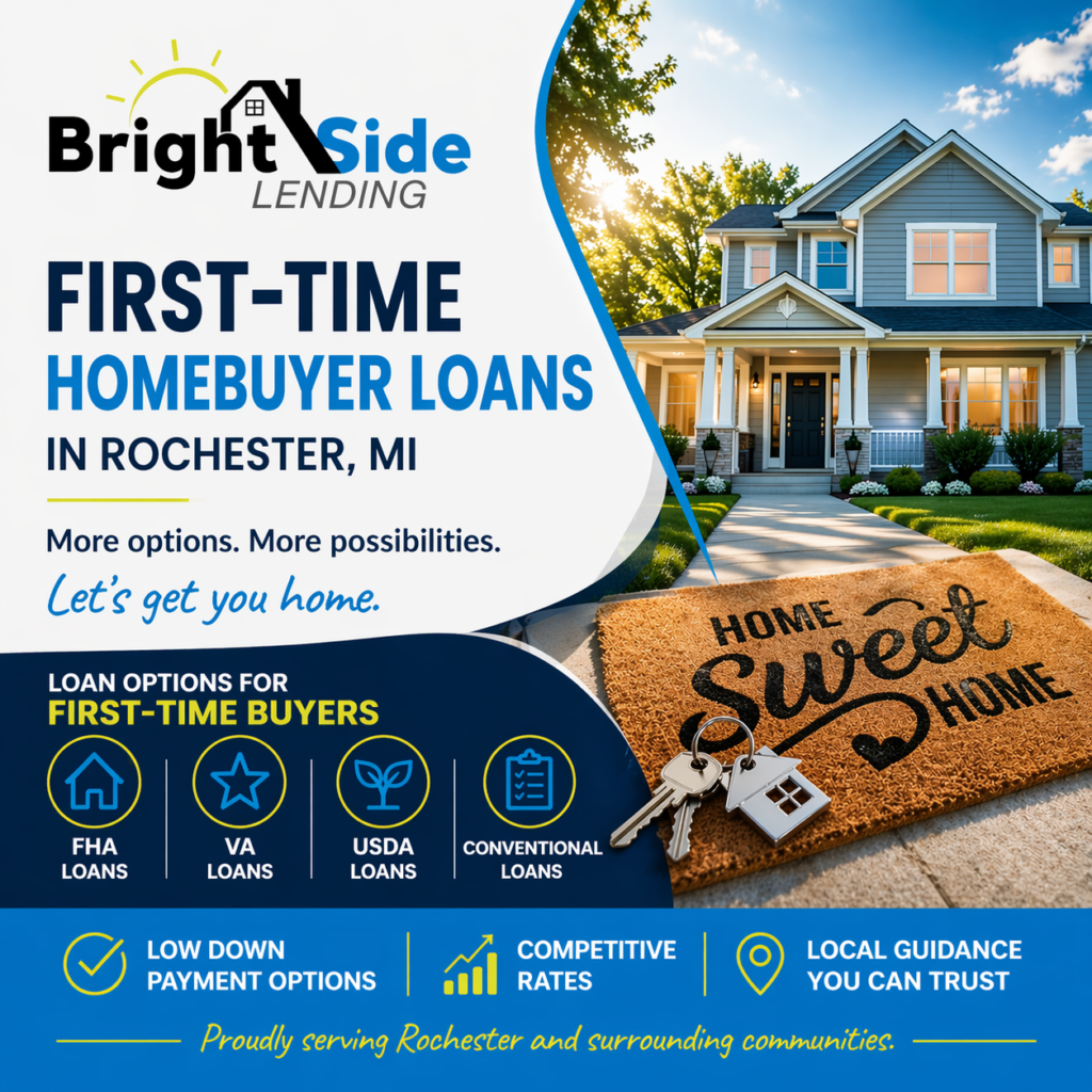 First-time home buyer loans in Rochester MI including FHA, VA, and USDA options