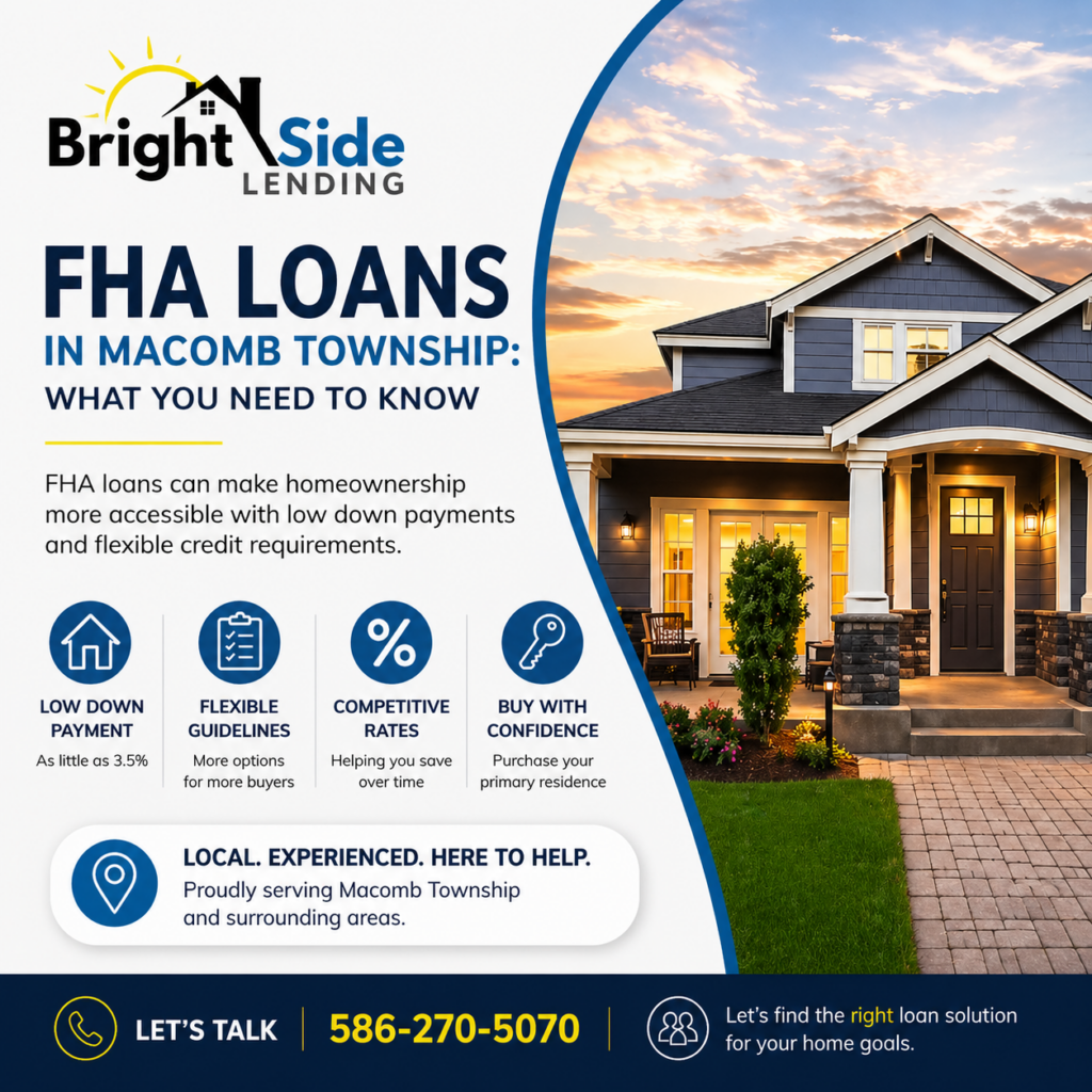 FHA loans Macomb Township Michigan 3.5 percent down mortgage home financing options