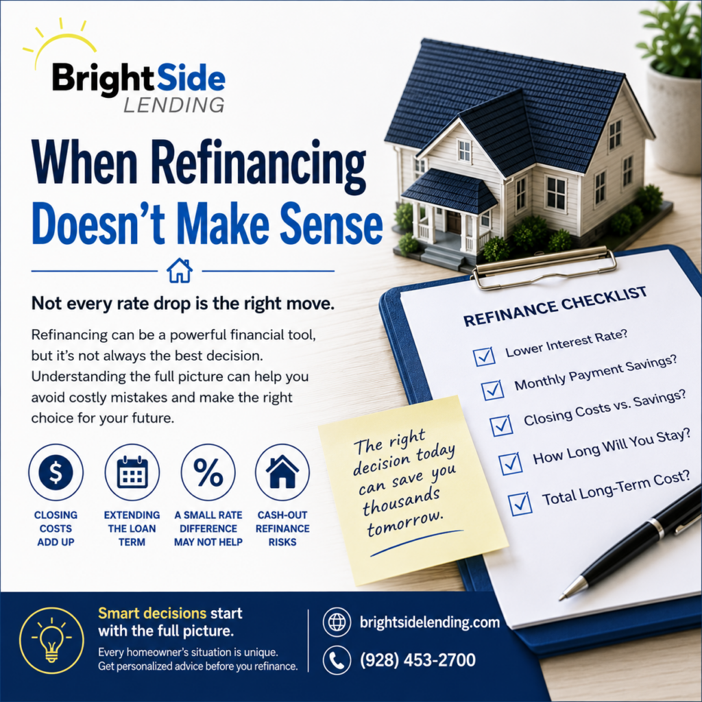when refinancing does not make sense mortgage infographic explaining refinance costs loan term extension and cash out refinance risks