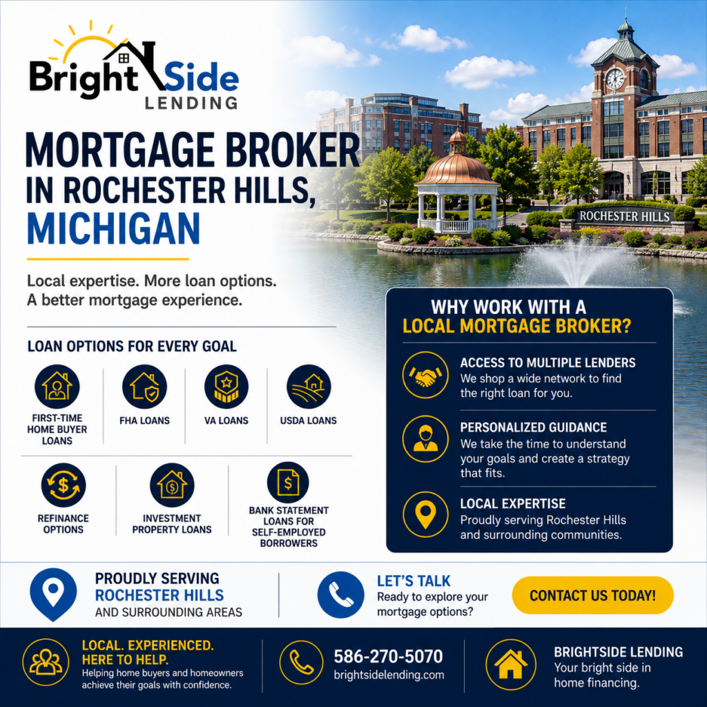 mortgage broker Rochester Hills Michigan home loans refinance FHA local mortgage services