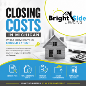 Closing costs in Michigan guide explaining lender fees, title costs, escrow deposits, prepaid expenses, and cash to close for homebuyers.