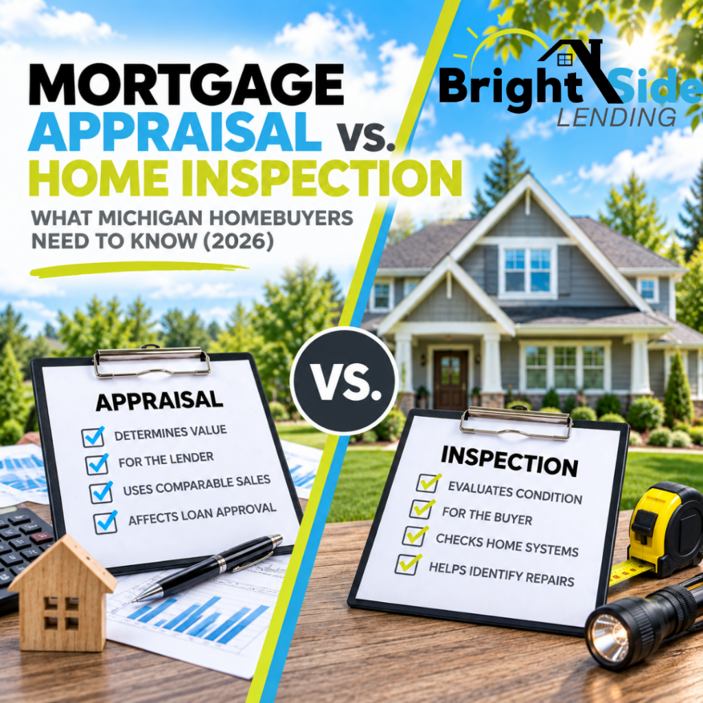 Mortgage appraisal vs home inspection comparison for Michigan homebuyers in 2026