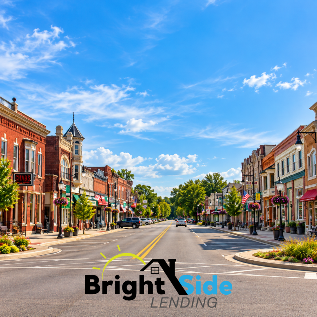 Historic Main Street in Armada, Michigan, digitally enhanced from a local reference photo, featuring downtown storefronts and traditional small-town architecture.